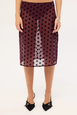 Evani Skirt Vintage Polka Maroon