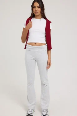 Everly Roll Waist Flare Leg Pant Grey Marle