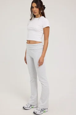 Everly Roll Waist Flare Leg Pant Grey Marle