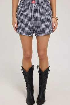 Evict Boxer Shorts Black Blue Micro Check