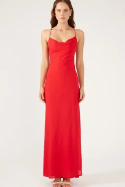 Evie Chiffon Maxi Dress Red