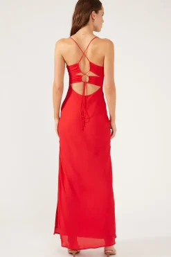 Evie Chiffon Maxi Dress Red