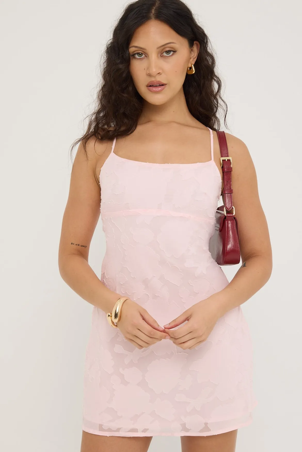 Evon Lace Up Back Mini Dress Pink