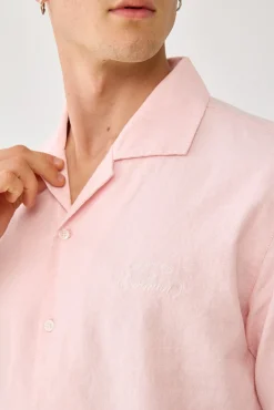 Exclusive Linen Boxy Resort Shirt Pastel Pink