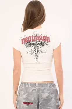 Fallen Cross Baby Tee White