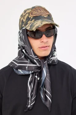 Fallen Cross Bandana Head Scarf Black