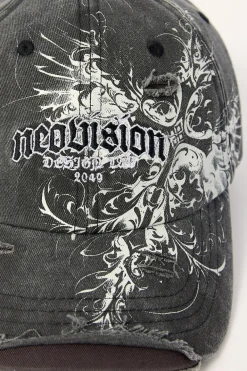 Fallen Cross Distressed Dad Cap Washed Black