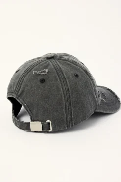 Fallen Cross Distressed Dad Cap Washed Black