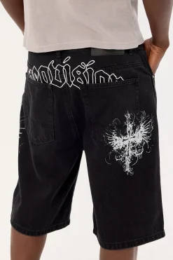 Fallen Cross Nexa Baggy Jort Dirty Washed Black