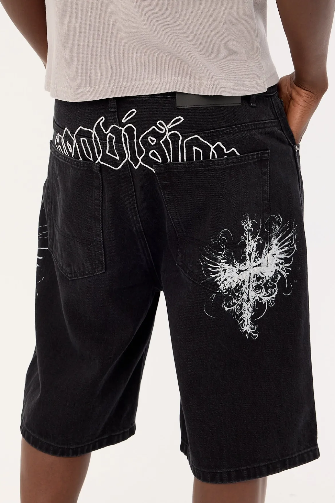Fallen Cross Nexa Baggy Jort Dirty Washed Black