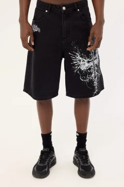 Fallen Cross Nexa Baggy Jort Dirty Washed Black