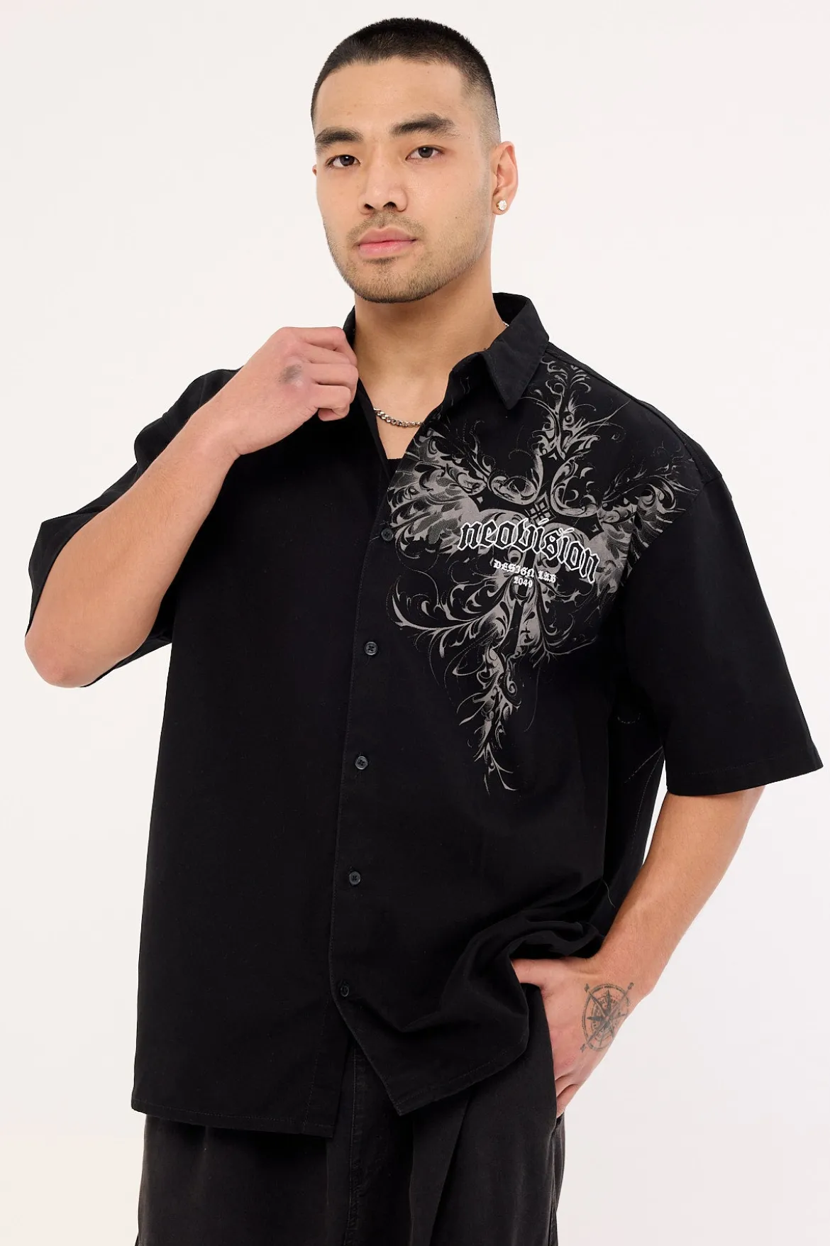 Fallen Cross Oversize Shirt Black
