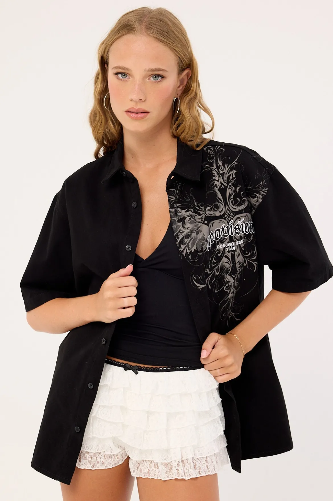 Fallen Cross Oversize Shirt Black