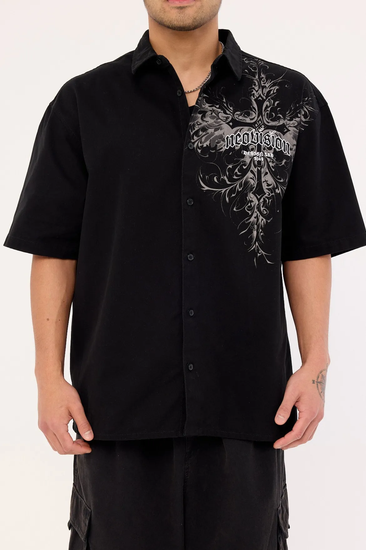 Fallen Cross Oversize Shirt Black