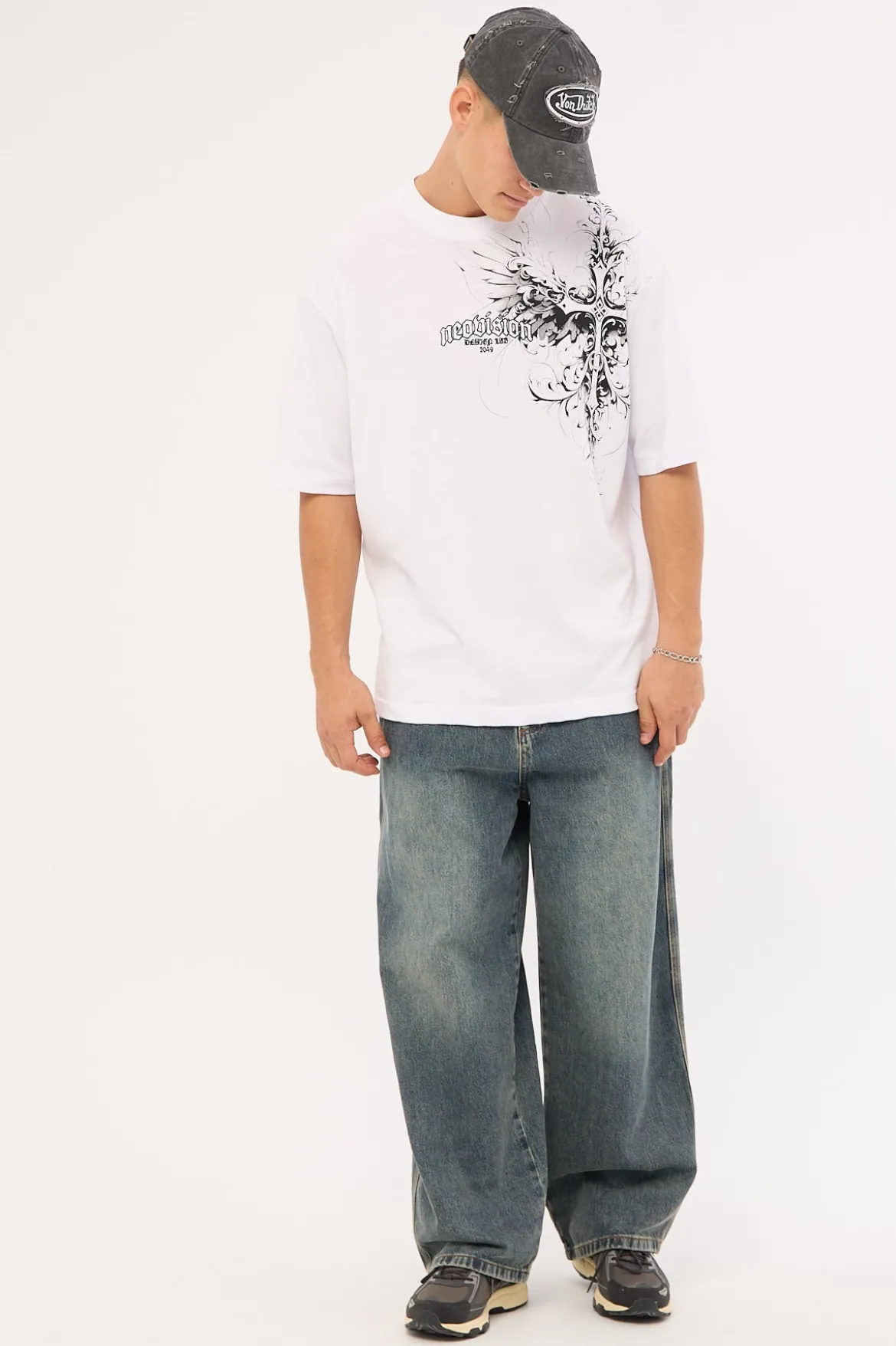 Fallen Cross Oversize Super Heavy Tee White