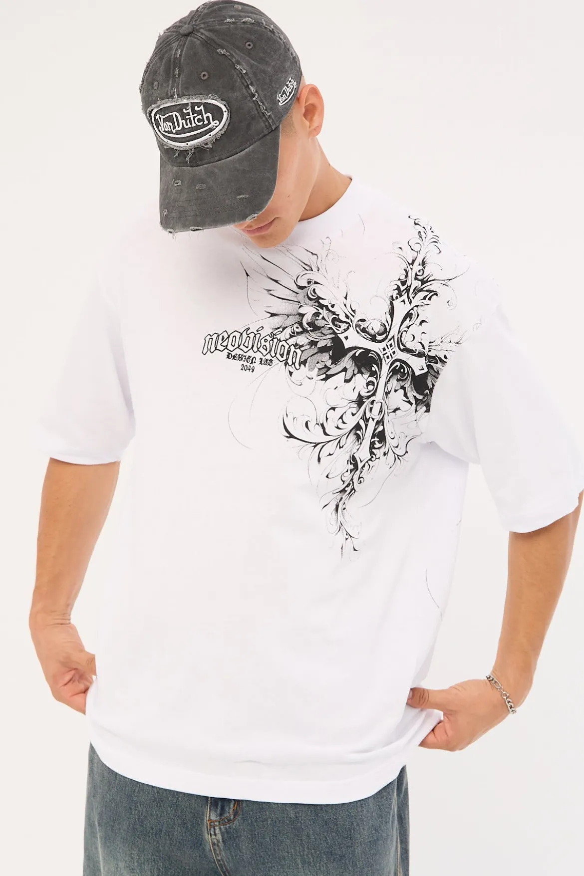 Fallen Cross Oversize Super Heavy Tee White
