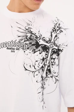 Fallen Cross Oversize Super Heavy Tee White