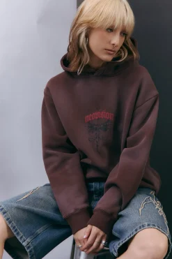 Fallen Cross Relaxed Hoodie Washed Brown