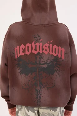Fallen Cross Relaxed Hoodie Washed Brown