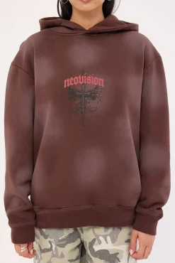 Fallen Cross Relaxed Hoodie Washed Brown