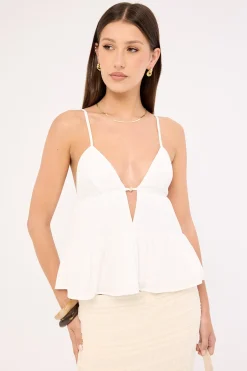 Fallen Peplum Top White