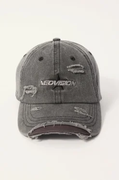 Famous Recycled Distressed Dad Cap Washed Black