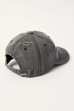 Famous Recycled Distressed Dad Cap Washed Black