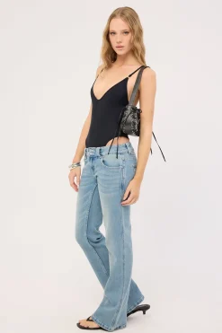 Fantasy Super Low Bootcut Jean Faded Blue Denim