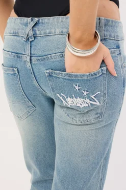 Fantasy Super Low Bootcut Jean Faded Blue Denim