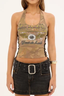Fast And Loud Halter Top Floral Camo