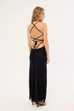 Fatal Low Back Maxi Dress Black