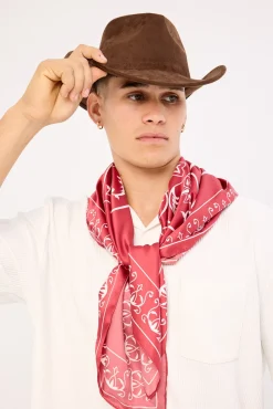 Faux Suede Cowboy Hat Brown