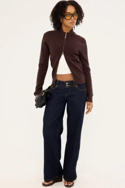 Final Call Zip Knit Sweater Bitter Chocolate