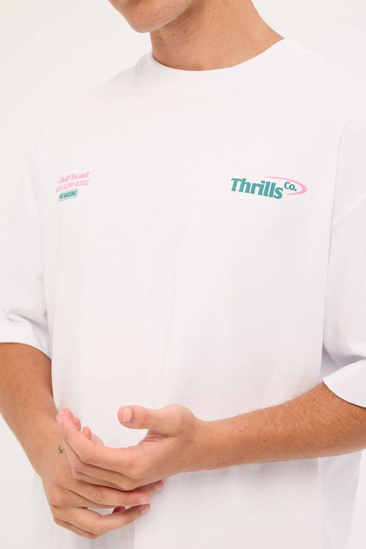 First Grade Services Box Fit Oversize Cropped Tee White