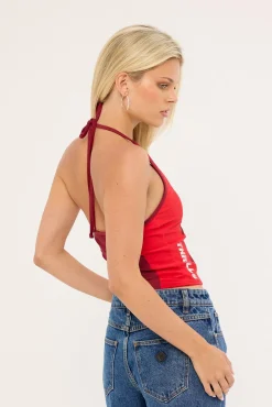 Flash Back Halter Tank Garnet Red