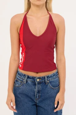 Flash Back Halter Tank Garnet Red