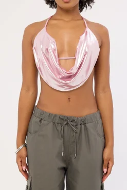 Flash Cowl Bralette Silver/Pink