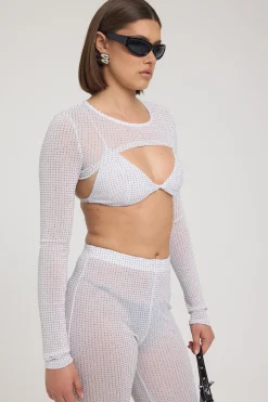 Flashy Glitter Bolero White / Silver