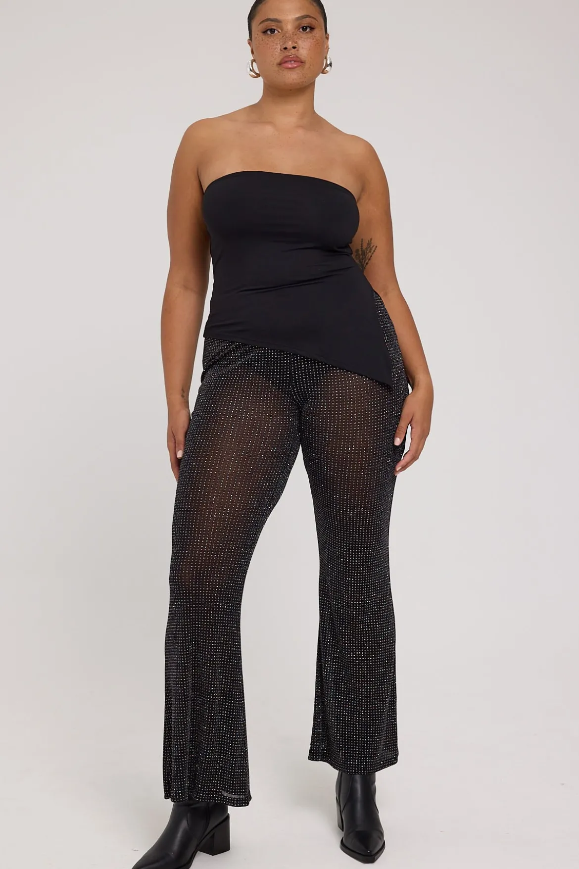 Flashy Glitter Flares Black