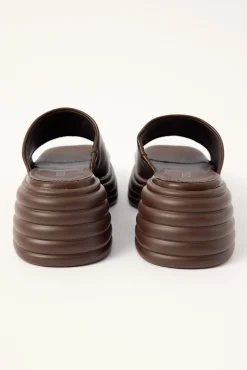 Flaunt Wedge Slide Chocolate Smooth PU