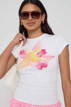 Fleur Bloom Flower Tee White