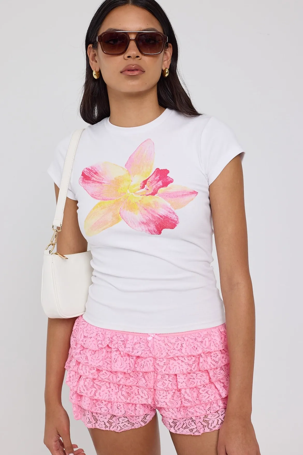 Fleur Bloom Flower Tee White