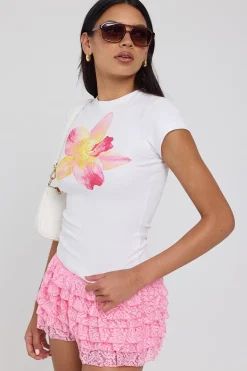 Fleur Bloom Flower Tee White