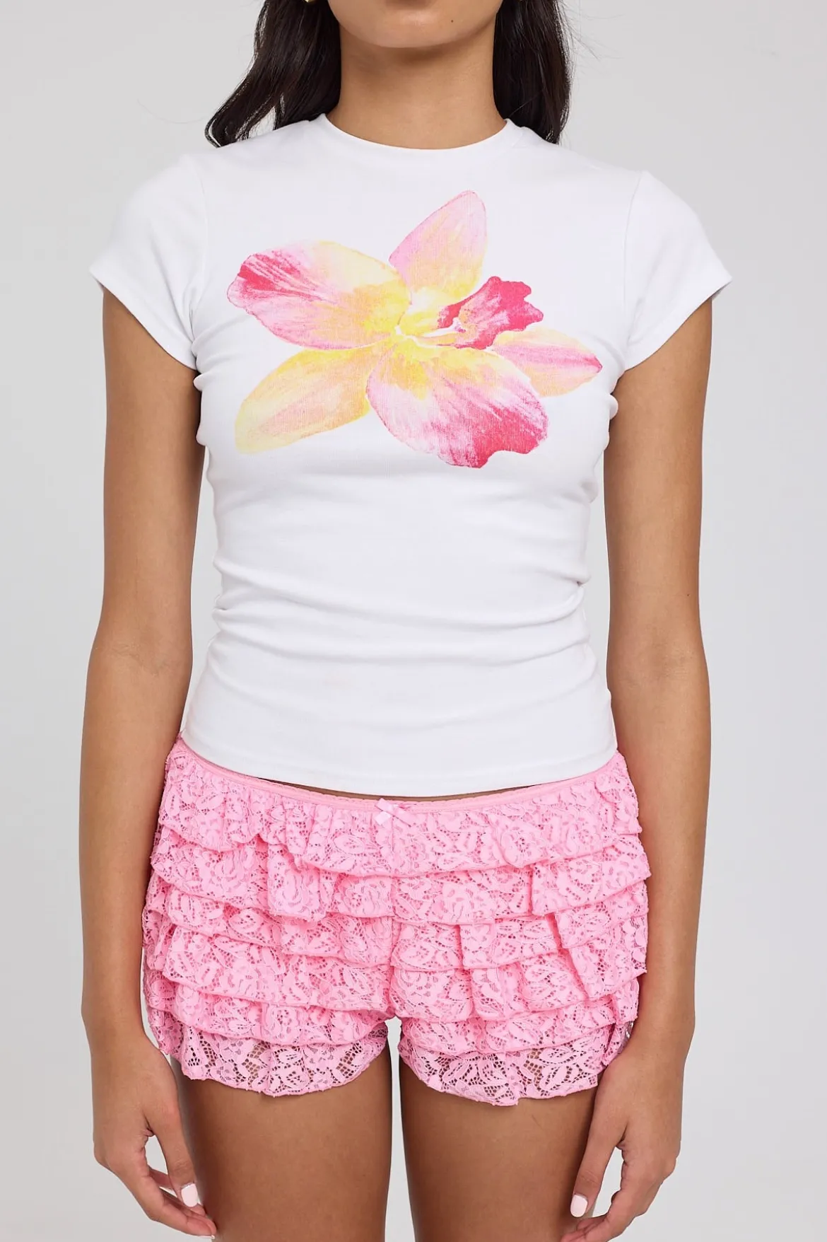 Fleur Bloom Flower Tee White