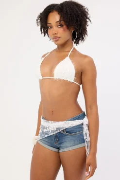 Flicker Sequin Bralette White