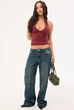 Flicker Stamp Low Baggy Jean Washed Blue
