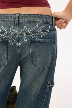 Flicker Stamp Low Baggy Jean Washed Blue