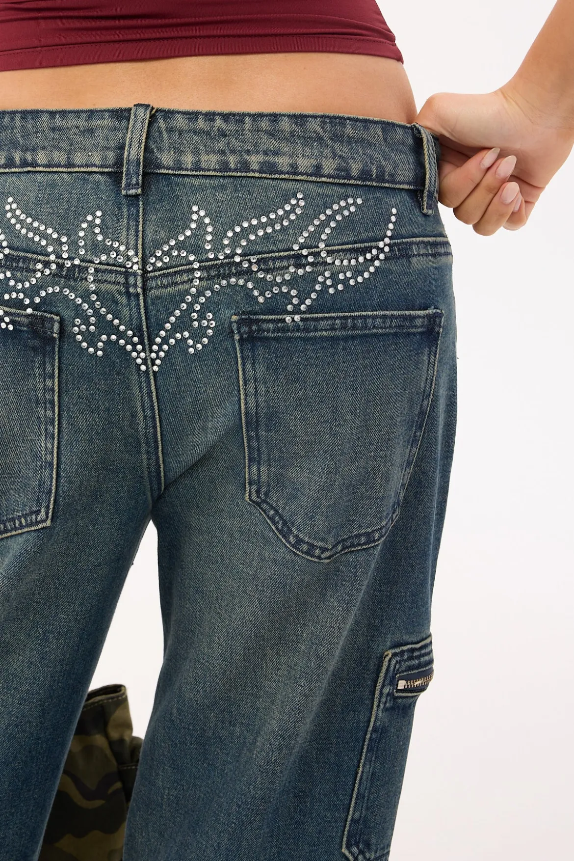 Flicker Stamp Low Baggy Jean Washed Blue