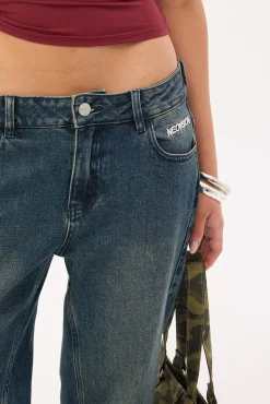 Flicker Stamp Low Baggy Jean Washed Blue