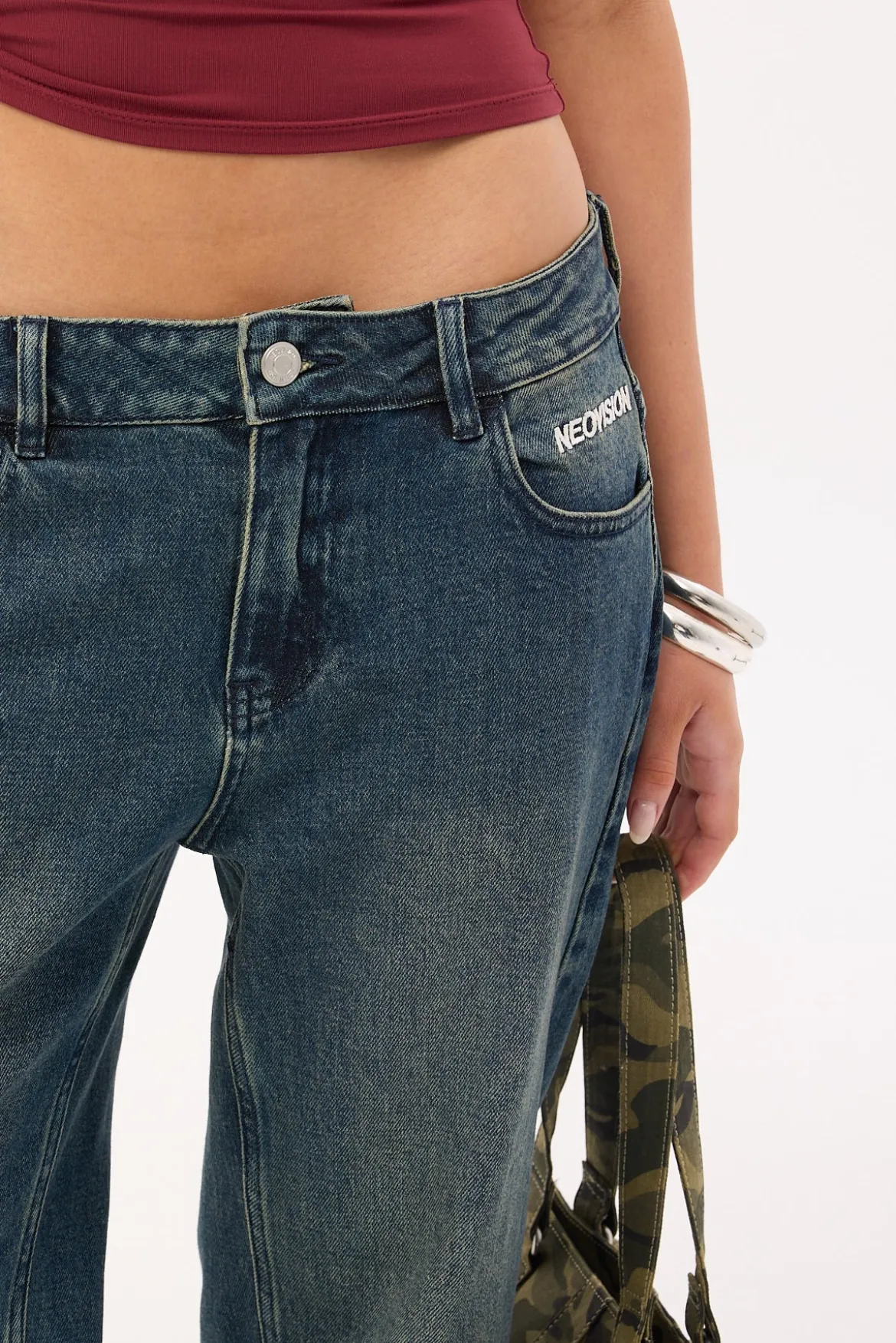 Flicker Stamp Low Baggy Jean Washed Blue